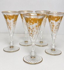 ST LOUIS Massenet Clear Gold Encrusted – Crystal Sherry Glasses – Set of 8