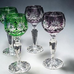 Set of 7 Vintage Nachtmann Cut to Clear Crystal 5″ Cordial Glasses Multi-Color