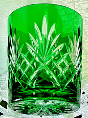 Ajka Cut to Clear Glass Faberge Odessa Set of 4 Whiskey Tumblers Old Fashioned