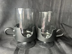 Vintage Set of 4 Corning Glas-Snap Plastic Glass Cups Hot Cold Coffee – 2 Sizes