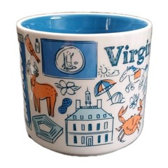 Starbucks Been There Series Virginia 14oz Blue Ceramic Coffee Tea Mug EUC