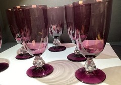 6 BRYCE CRYSTAL AQUARIUS AMETHYST Iced tea glasses USA discontinued