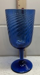 Vintage Hand Blown Cobalt Blue Swirl Goblets Set Of 11