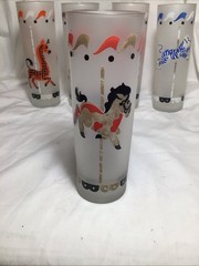 Libbey 1950 Carousel Animals Frosted Glass Set Of Six