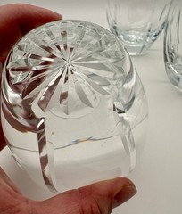 Stunning Block Crystal Cut Glass Old Fashioned Rocks Whiskey Tumblers Dots