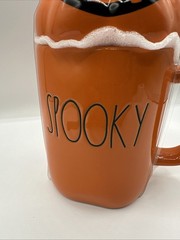Rae Dunn “SPOOKY” Mug Halloween Coffee Cup Ceramic with Lid 7” Tall **NWOT**