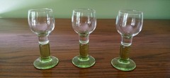 Set of 3 Liquor Cordial Shot Glasses Green Stem maybe Bormioli Rocco Limoncino ?