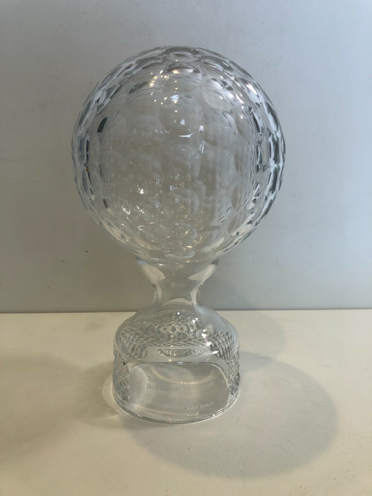 Golf Ball Trophy «Tom Flores Aerospace Boy Scouts Invitational» Crystal Trophy