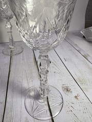 Rock Sharpe “Marina Crystal ” Water Goblets (9) Cut Horizontal Floral Design 8”