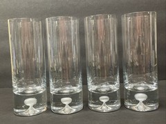 4 Vintage 1960s Clear High-Ball Glass Weighted Atomic Barware CONTROLLED BUBBLE