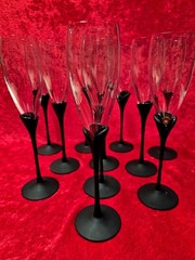 Set 2 Mikasa RARE Matt Alexandra Black Tulip Stemware Champagne Flutes 8 Availbl
