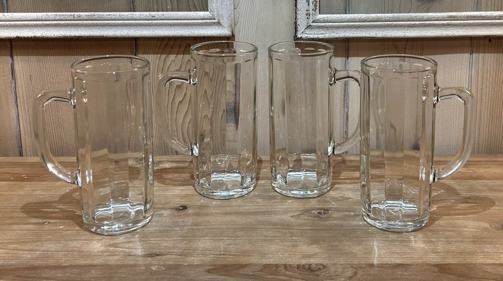 Paul Sebastian Gift Set Of 4 21 Oz. Thick Glass Beer Mugs -Made in France