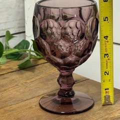 Thumbprint Provincial Amethyst Purple Ohio Imperial Glass WATER GOBLET Honeycomb