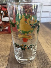 Indian Glass Twelve Days of Christmas 12-12oz Tumblers Glasses Complete Set NIB
