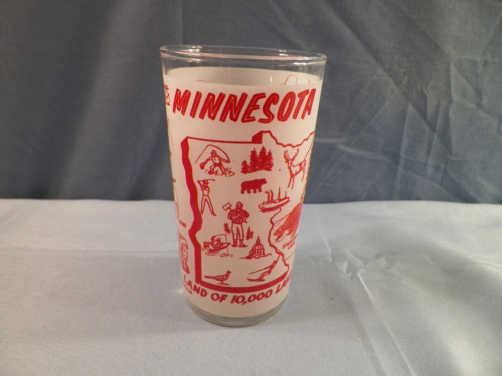 Federal Minnesota State Souvenir Frosted Glass Tumbler INV2