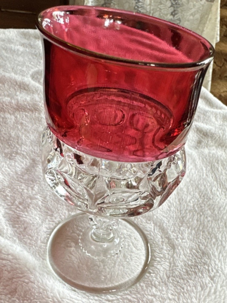Ruby Glass Goblet in Red and Clear, Round Glossy Drinkware