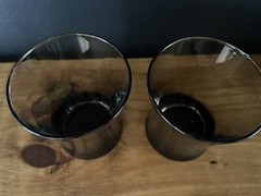 Set of 2 Vintage Tawny Mocha Brown 12 oz Flat Tumblers Anchor Hocking LINDEN