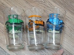 Set of 3 Rare Vintage Antique Classic American Cars Tumbler Glasses