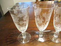 Heisey Waverly Rose Fine Crystal etched Roses 5 1/2» cocktail/champagne glasses