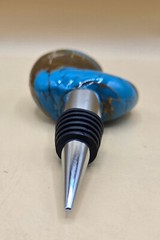 James Hayes Abstract Blown Glass Wine Stopper, Heavy, Blue & Brown EXCELLENT