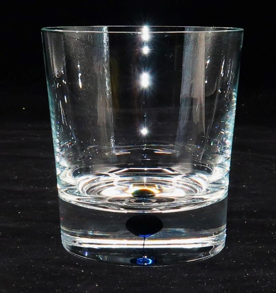 Orrefors INTERMEZZO BLUE, Blue Teardrop Double Old Fashioned, 4″ Tall