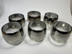 VIntage MCM Silver Fade Barware Roly Poly Lowball Rocks Glasses Set of Six #11