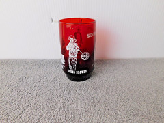 VINTAGE RUBY RED SILVER DOLLAR CITY JUICE GLASS From ANCHOR HOCKING