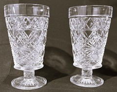 Set of 2 Hazel-Atlas Big Top Peanut Butter Stemmed Water Glasses Goblet~Vintage