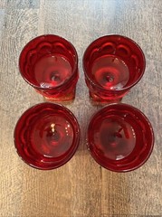 Set of 8 Noritake SPOTLIGHT Pattern RUBY RED 6.5″H – GOBLET GLASSES Vintage Dots