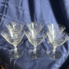 Set of 6 Vintage Fostoria Lido Low Sherbet Crystal Glasses 4 5/8 inches