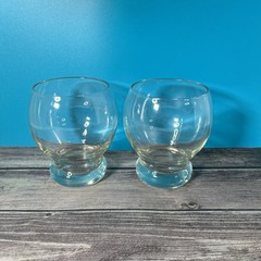 Set of 2 Clear Glass Footed Brandy Cognac Whiskey Tumblers 7oz 4”Barware