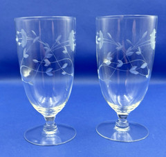 Set of 2 Princess House HERITAGE Etched Crystal Ice Tea Glass 12 oz
