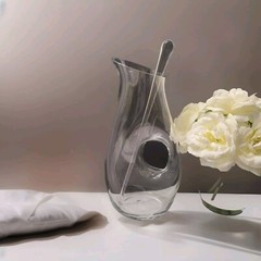Crystal Eternity Pierced Glass Pitcher & Long Stirrer Sangria Martini Bar