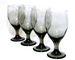Libbey Water Goblet Wine Glass Classic Smoke MCM Set 4