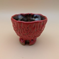 sake cup　”GUINOMI　HAGI-YAKI” 　vermilion,red 02