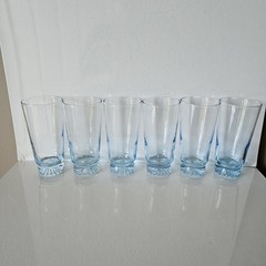 6 Vintage Light Ice Blue Drinking Water Glasses Tumblers 5.5″