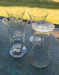 Parfait or footed tumblers thin etched glass textured florals dots pendants 4