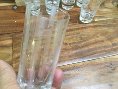 6 MIKASA CHEERS shots glasses 4.75» etched dots lines