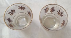 2 Vintage Libbey frosted gold foil leaf juice cocktail drinking glasses 3 /12”