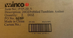 Winware Winco PTP-12A 12oz Amber Stackable Pebbled Tumblers Packs of 12