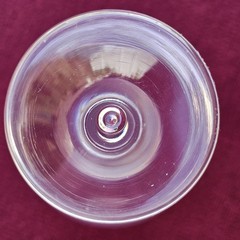 Vintage MURANO Frosted & Clear Wine Glass Hourglass Design with TEARDROP BUBBLE