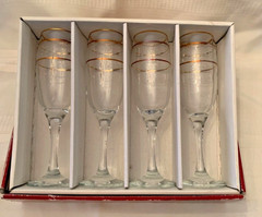 Paloma 24k Gold Crystal Stemware – 24K gold hand decorated flutes – Set of 4