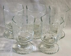 Libbey Facets Clear Juice Glasses Octagonal Textured Goblets Set 5 Stemware 4″