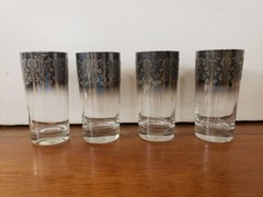 Set of 4 Mid-Century Smoked Silver Ombre 12-oz Highball Glasses