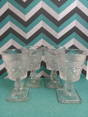 4 Vintage Clear Stemmed Aperitifs Glasses- 4 1/2 Inch Height – Clear