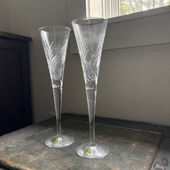 New Waterford Crystal 154225 Waterford Wishes Beginnings Flute Pair – Never Used