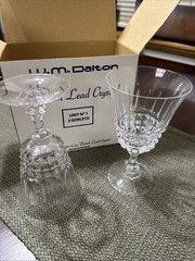 W M Dalton French Lead Crystal 2 GOBLETS -Unit No 1
