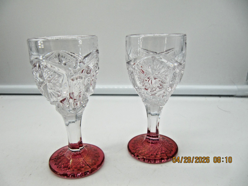 Set of 2 Imperial EAPG Star & File Cordial Glasses