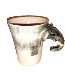 Elephant Mug Pier 1 Imports Hand Painted Stoneware 3D Animal Handle Gray 14oz