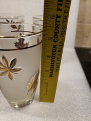 Vintage~MCM~4 Libbey Golden Foliage~5 .5”T~ Glass Tumblers~14oz to Rim(DR4)